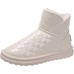 MERISHOPP Women's Winter Snow Boots Short Boots Warm PU for Trekking Hiking Winter 40 Beige