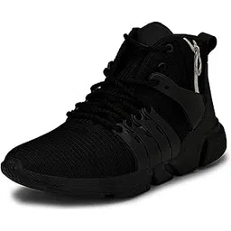 Mesh Black Zipper Casual Wear Running Sports Shoes Shoe Island for Men (SJ4500-AZ), Size 8 UK/India