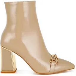 Metallic Cap Toe Faux Leather Boots