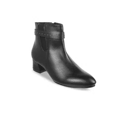Metro Block Zipper Boots With Buckles