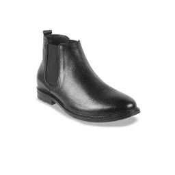 Metro Men Mid Top Block Heel Leather Chelsea Boots