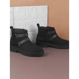 Metro Women Heeled Regular Boots with Strap Detail