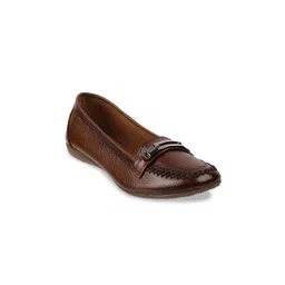 Metro Women Rust Textured Synthetic Ballerinas Flats