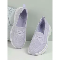 Metro Women Woven Design Suede Slip-On Sneakers