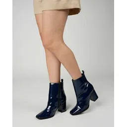 Mid-Calf Boots with Patent leather upper