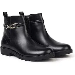 Midnight Collar Strap Ankle Length Boots For Women | Comfortable and Stylish with Flat Platform Heel | Casual,Formal Wear for Winter BOOT 105