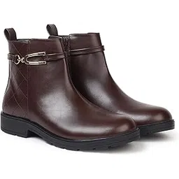 Midnight Collar Strap Ankle Length Boots For Women | Comfortable and Stylish with Flat Platform Heel | Casual,Formal Wear for Winter BOOT 105