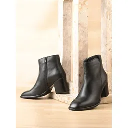 MIORAH Women Genuine Leather Block-Heeled Regular Boots