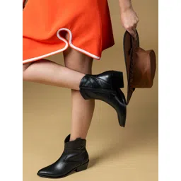 MIORAH Women Leather Cowboy Boots