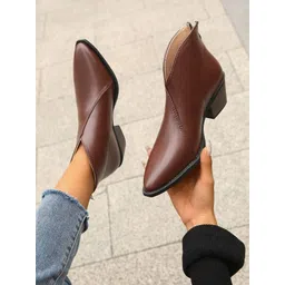 Mocha Brown Ankle Boots for Women with Back Zip Closure | Padded Boots For Women