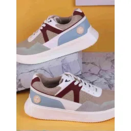 Mochi Men's Beige Casual Sneakers