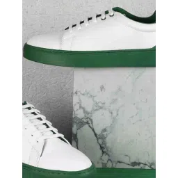 Mochi Men's White & Green Casual Sneakers