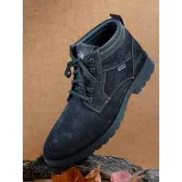 Mochi Round Toe Textured Block Boots