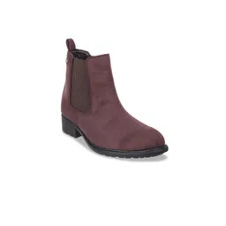 Mochi Women Brown Solid Block-Heeled Chelsea Boots