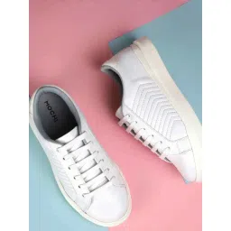 Mochi Women's White Ankle High Sneakers