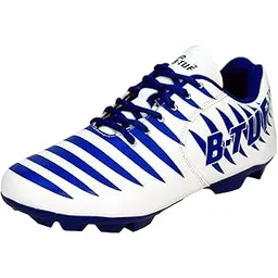 Momenta Football Shoes Stud Boot Lightweight for Men Boys Kids Girls (White/Blue/Red)