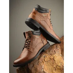 MONDAIN Men Lace-Ups Leather Flatforms