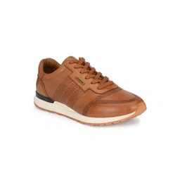 MONDAIN Men Leather Casual Lace-Up Sneakers