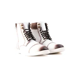 MONKSTORY Men Ombre High Top Boots White