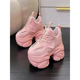 MONRSH Women Lace-Up Round Toe Sneakers