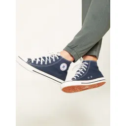 Mozafia Men's Navy Ankle High Sneakers