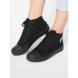 MOZAFIA Women Textured Mid Top Canvas Sneakers