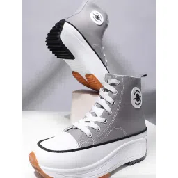 Mozafia Women's Grey Ankle High Sneakers