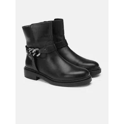 Nautica Women Mid-Top Boots with Metal Chain Detail