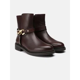 Nautica Women Mid-Top Boots with Metal Chain Detail