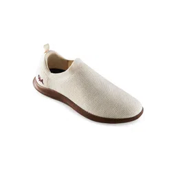 NEEMANS Men Cream Perforations Slip-On Regular Fit Sneakers