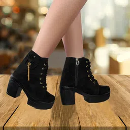New Stylish Girl’s High Heel Comfortable and Fashionable Out Door Boot Shoe's For Length Light Weight Lace Up Casual Boot For Women/Girls Boots For Women