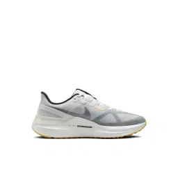 Nike Men's AIR ZOOM STRUCTURE 25 White, Laser Orange, Smoke Grey & Black Running Shoes