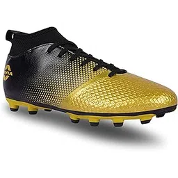 Nivia Ashtang Gold Football Stud for Men/Sports and Athletic Footwear with PU Synthetic Leather Upper/Comfortable Football Shoes (Black/Golden), Size - 8