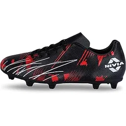 NIVIA Infra 2.0 Men’s Football Shoes | Lightweight Comfort & Maximum Grip | Best for Competitive Soccer Players | Sports Cleats | Football Footwear | Football Sports Shoes | (Black) |