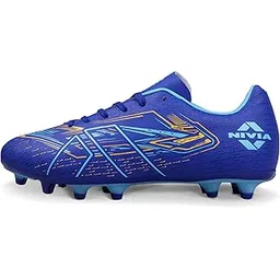 Nivia Neuron Football Studs for Men, Synthetic Leather Upper, TPU Blade Stud Sole, Dual Foam Collar, Ideal for Hard, Grass & Turf Surfaces(Blue/Sky Blue)