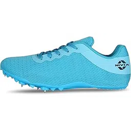 NIVIA Stride 3.0 Athletic Spikes Track & Field Shoes for Men | Sprint Spikes | Outdoor Running Shoes | Track and Field Shoes | (Sky Blue & Pink)