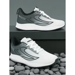 NOBELITE Men White & Black Mesh Running Shoes
