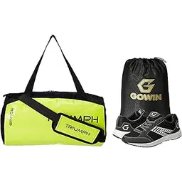 Nx-2 Black/Grey Size-6 with Triumph Gym Bag Space Pro-6666 Black/Lime