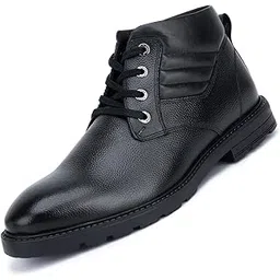 Obsidian Black Italian Leather Chukka Boot for Men | Handcrafted | High Ankle Mens Boot | Hiking and Biking Chukka Boot (BT-WBNDCKJB)