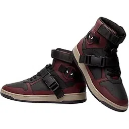 Official Deadpool: Utility Suit Men and Boys Red and Black Colourblocked Lace Up High Top Sneakers