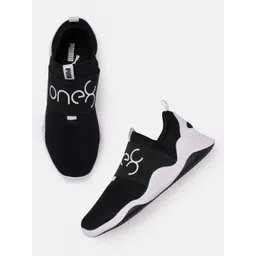 one8 x PUMA Men Black Brand Logo Printed Slip-On Sneakers