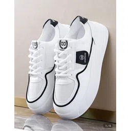 "OP TrendyWave White Black Edge Chunky Sole Fashion Sneakers for Men/Women" Casuals For Women