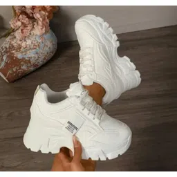 "OP TrendyWave White Black Edge Chunky Sole Fashion Sneakers for /Women" Running Shoes For Women