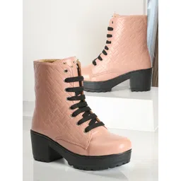 OPHELIA Women Textured Block Mid-Top Boots