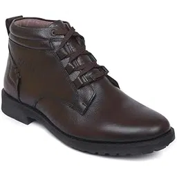 Original Tinted Leather High Ankle Shoes For Men ZA-4691 | Lace up boots with Durable TPR Sole & Soft Cushioned Insole For Casual/Formal wear