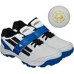 Pace White/Navy Cricket Shoes Size-10 with TR-88-W Cricket Leather Ball Veg Tanned White