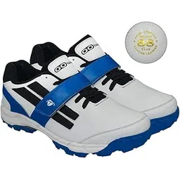 Pace White/Navy cricket shoes Size-6 with TR-88-W Cricket Leather Ball Veg Tanned White