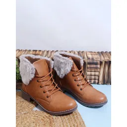Padchin Women Block Heeled Fur AccentBoots