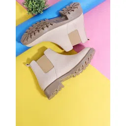 Padchin Women Casual Block-Heeled Chelsea Boots