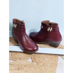 Padchin Women Round Toe Block Heel High-Top Boots